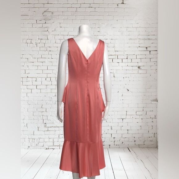 Marchesa Notte Coral Sleeveless Ruffle Floral appliqué Dress. - Picture 4 of 5